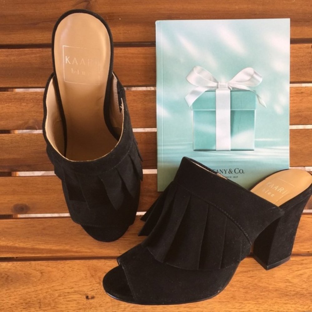 black ruffle mules • sz 6 • Kaari Blue Ava
